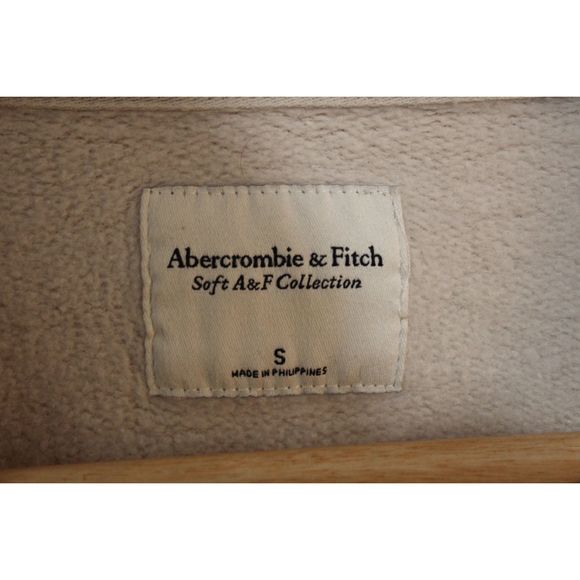 Abercrombie & Fitch Soft AF Gray White Colorblock Cropped Crew Sweatshirt Size S - Picture 3 of 5